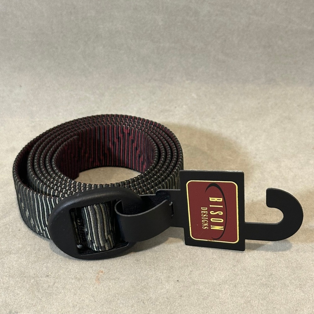 Bison Designs Mens Web Belt Large Grey Black Red Nylon Outdoor Hiking USA Made
